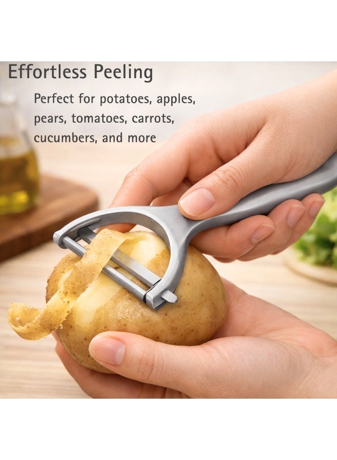 TOP CHOICE Fruit and Vegetable Peeler Ergonomic Y Shape Peeler Food Grade Peeler Potato Peeler with Eye Remover Sharp Dual Stainless Steel Blade with Rotary Joint Vegetable Rust Proof Kitchen Tool for Smooth Peeling Safe Non Slip Handle - Image 3