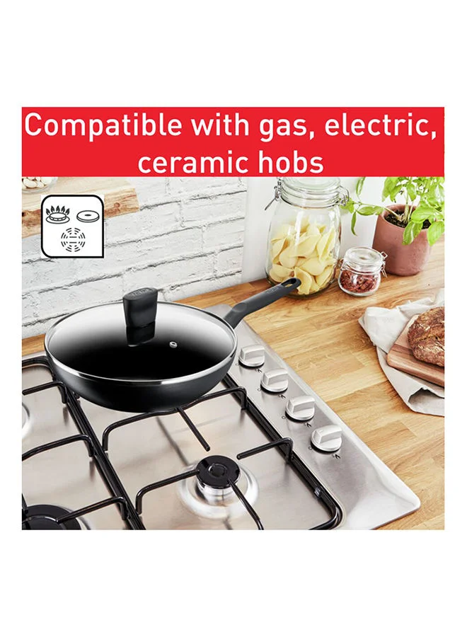 Tefal Tefal G6 Super Cook Wokpan 28 + Lid Non Stick With Thermo Signal Black