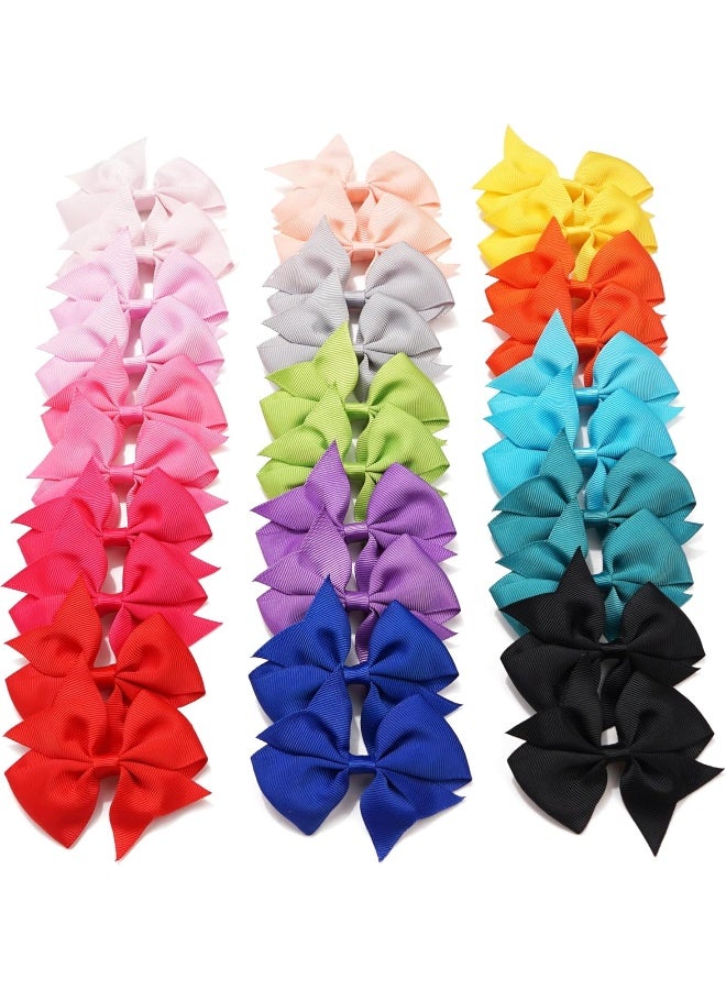 CellElection 30Pieces Boutique Grosgrain Ribbon Hair Clips Dovetail 3.5" Hair Bows Alligator Clips Hair Accessories For Babies Toddlers Teens Gifts 15 Colors In Pairs - Image 1
