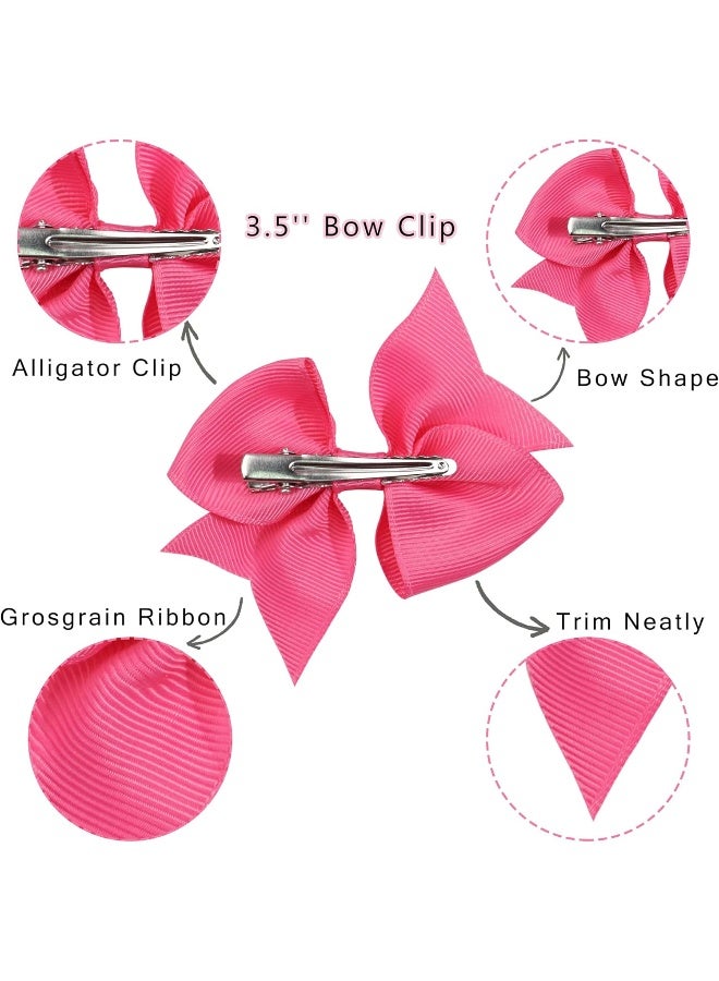 CellElection 30Pieces Boutique Grosgrain Ribbon Hair Clips Dovetail 3.5" Hair Bows Alligator Clips Hair Accessories For Babies Toddlers Teens Gifts 15 Colors In Pairs - Image 2