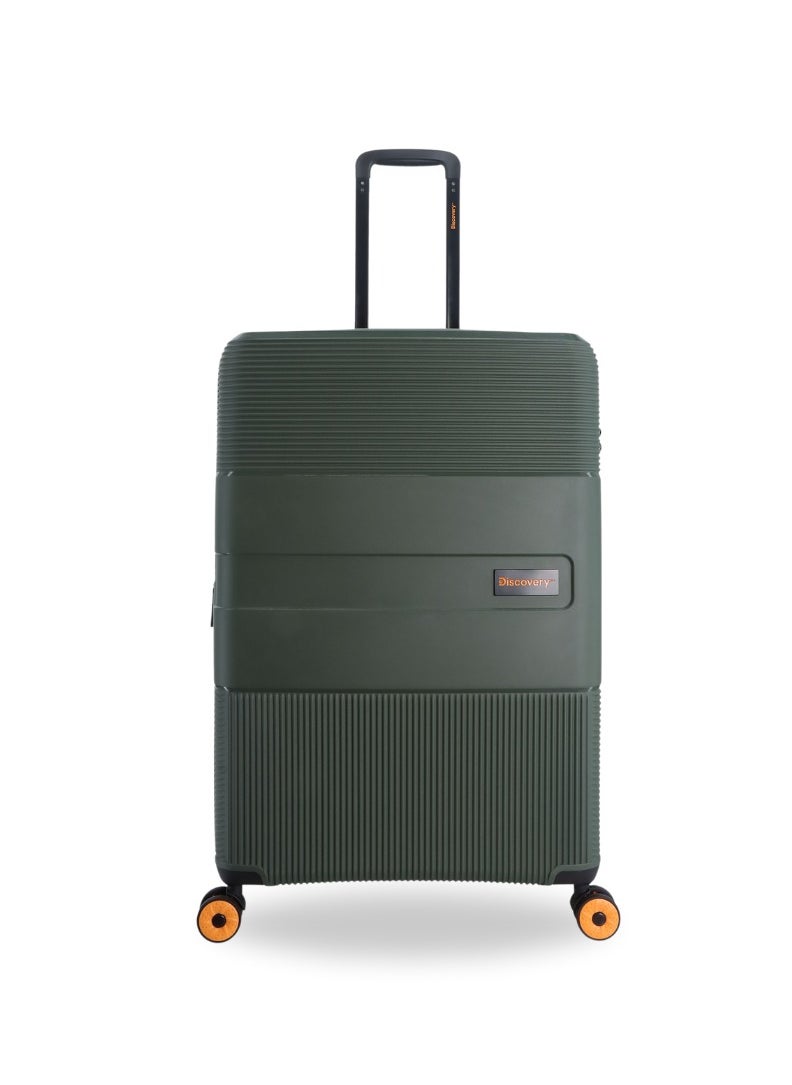 Discovery - Discovery Trails Check-In Large PP Hardside Luggage Khaki, Durable Expandable Unbreakable Double Zip Lightweight Travel Bag 4 Double Wheel TSA Lock 30 Inch Suitcase Trolley Bag. - Image 1