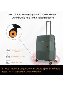 Discovery Discovery Trails Check-In Large PP Hardside Luggage Khaki, Durable Expandable Unbreakable Double Zip Lightweight Travel Bag 4 Double Wheel TSA Lock 30 Inch Suitcase Trolley Bag.  - Image 3