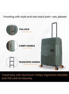 Discovery Discovery Trails Check-In Large PP Hardside Luggage Khaki, Durable Expandable Unbreakable Double Zip Lightweight Travel Bag 4 Double Wheel TSA Lock 30 Inch Suitcase Trolley Bag.  - Image 5