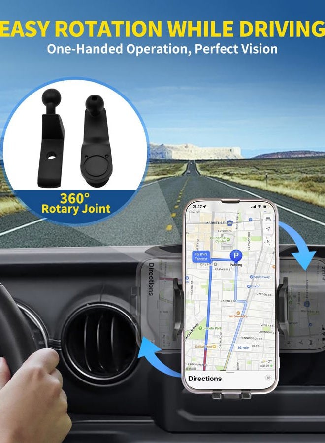 MEALAM Phone Mount for 2018 2019 2020 2021 2022 2023 Jeep Wrangler JL JLU & Gladiator JT (Don't Fit with Oil-Electric 4xe), Multi-Mount Phone Holder Dash Tray System Kit with Extension Arm Metal Rod - Image 3