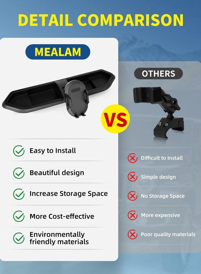 MEALAM Phone Mount for 2018 2019 2020 2021 2022 2023 Jeep Wrangler JL JLU & Gladiator JT (Don't Fit with Oil-Electric 4xe), Multi-Mount Phone Holder Dash Tray System Kit with Extension Arm Metal Rod - Image 5