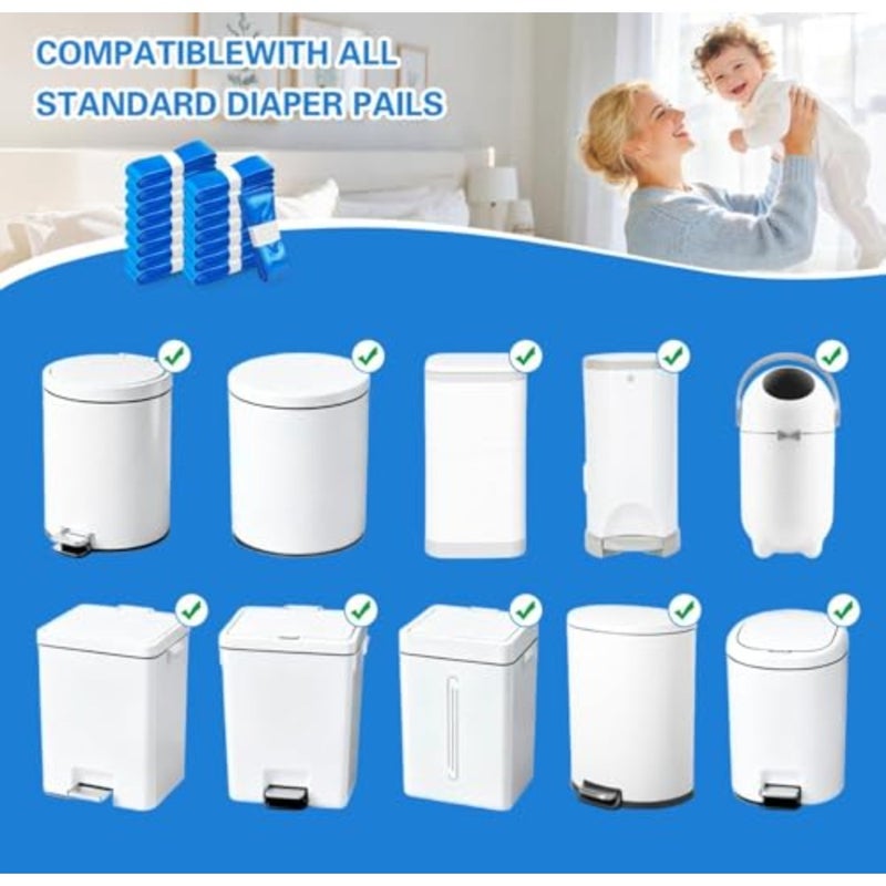 Scented Nappy Bin Refill Bag, 15PCS Heavy Duty Diaper Pail Refill Bags, 4.5M HDPE Thickened Odor Lock Disposable Trash Bags, Universal Fit for Baby Nappy Disposal Bins - Image 4
