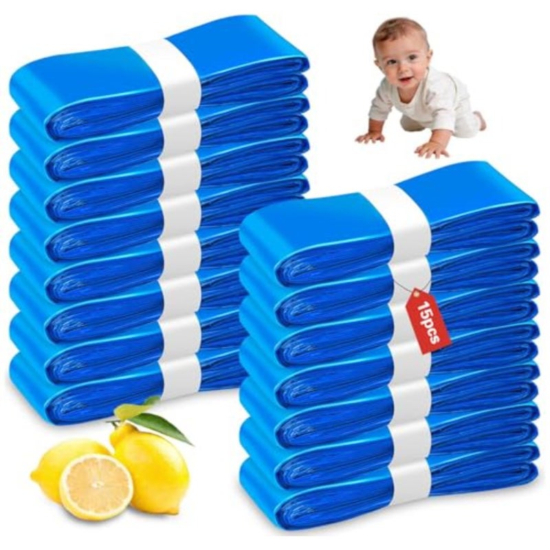 Scented Nappy Bin Refill Bag, 15PCS Heavy Duty Diaper Pail Refill Bags, 4.5M HDPE Thickened Odor Lock Disposable Trash Bags, Universal Fit for Baby Nappy Disposal Bins - Image 1