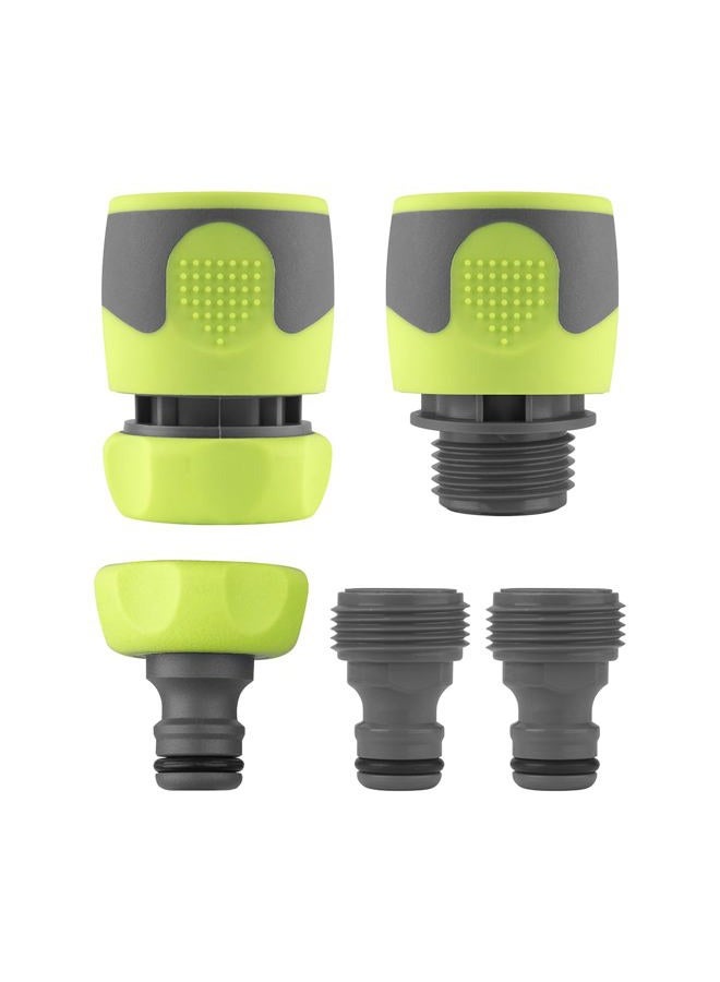 Flexzilla HFZGAK14 Garden Hose Quick-Connect Fittings, 5-Piece Coupler & Plug Kit, ZillaGreen - Image 1