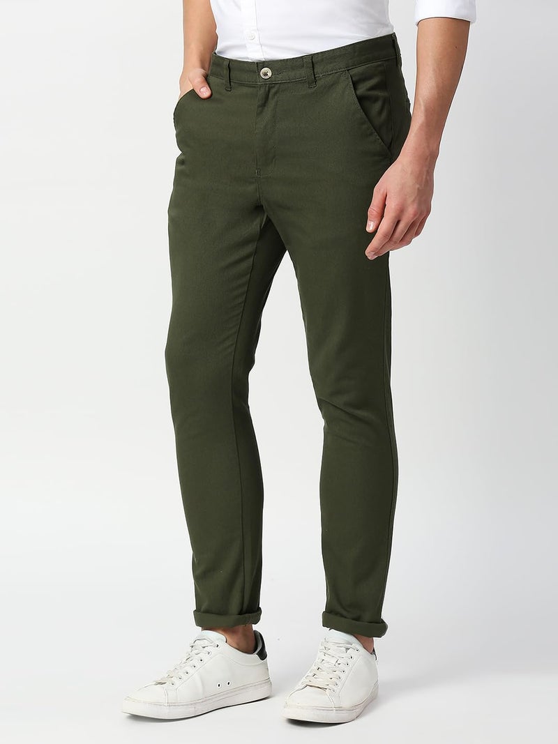 Thomas Scott Men's Solid Regular Fit Trouser Dark Green - Image 3
