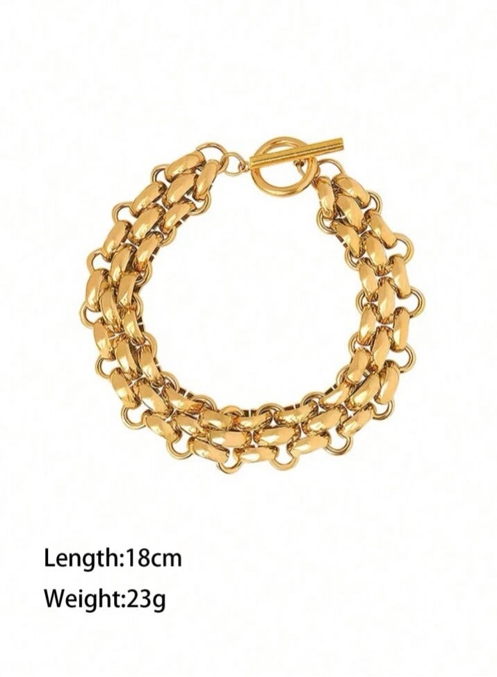 إيكوال اسوارة نسائية أنيقة من الاستانلس ستيل مطلية باللون الذهبي عيار 18 - Image 4