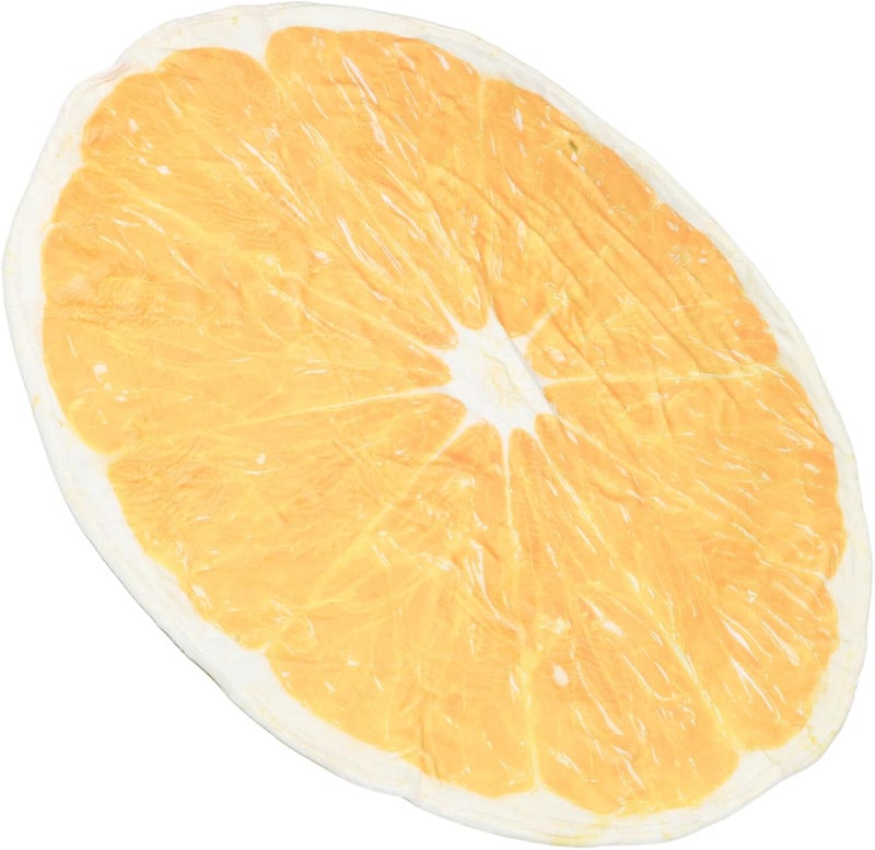 CHILDWEET Orange Coral Fleece Throw Blanket 120cm Round Fruit Print Soft Warm Sofa Couch Blanket for Bed Picnic Use - Image 1