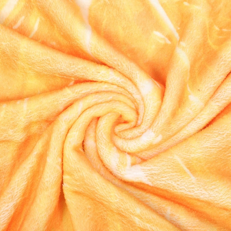 CHILDWEET Orange Coral Fleece Throw Blanket 120cm Round Fruit Print Soft Warm Sofa Couch Blanket for Bed Picnic Use - Image 3
