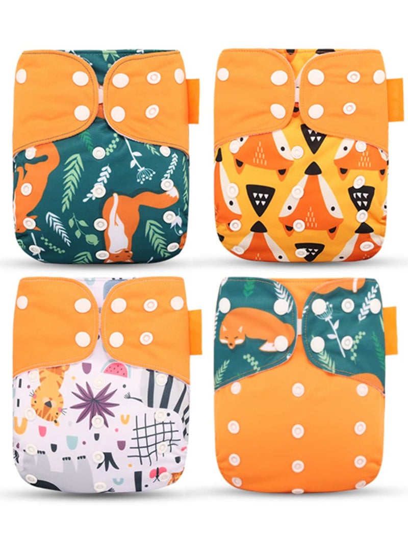 MIXDE Cloth Diaper, 4PCS Baby Cloth Diaper Washable Reusable Stretchable Cloth Pocket Diapers with Strong Absorption for Baby Toddler Girls Boys  - Image 1