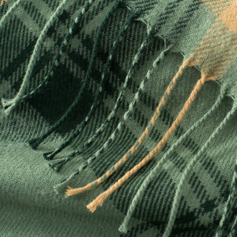 GINAMUSE Green Plaid Throw Blanket for Couch,50"X60" Super Soft Cozy Warm Home Decorative Throws with Tassels for Bed Sofa Picnic - Image 4
