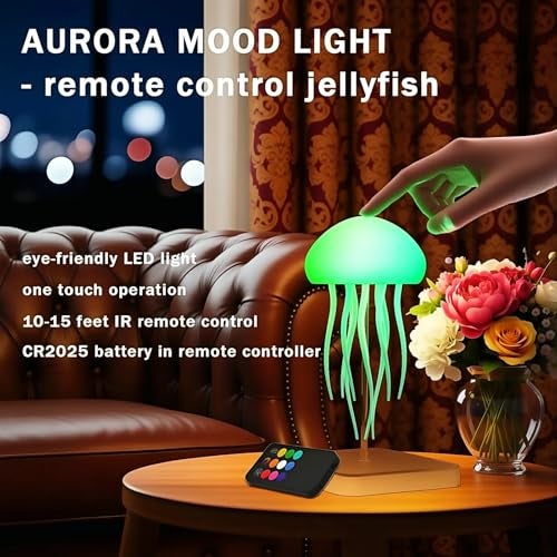 Rabziziya Jellyfish Lamp Remote & Touch Control RGB Gradient Rechargeable Dancing Tentacles Night Light, Bedroom Desk Decor for Adults Teens Stress Relief - Image 5