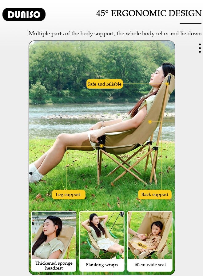 DUNISO Folding Moon Chair, High-Back Portable Camping Chair with 1 Side Pocket, Multiple Use Backpacking Chair with Carrying  Bag for  Beach, Outdoor, Travel, Camping, Picnic, Fishing  - Image 3