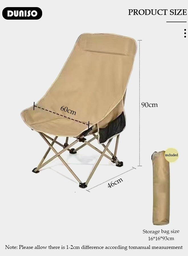 DUNISO Folding Moon Chair, High-Back Portable Camping Chair with 1 Side Pocket, Multiple Use Backpacking Chair with Carrying  Bag for  Beach, Outdoor, Travel, Camping, Picnic, Fishing  - Image 4