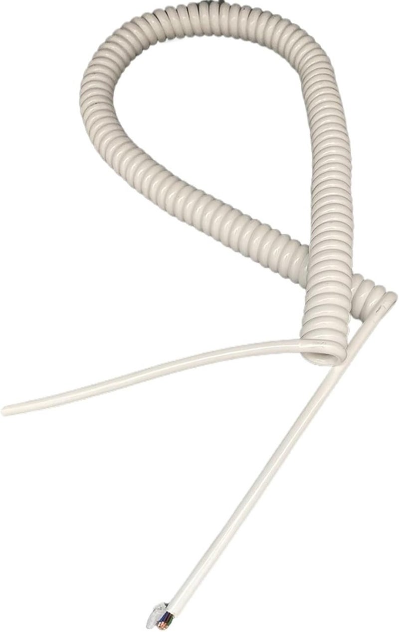 كابل قابل للسحب على شكل حلزوني، 4 أنوية، سمك السلك 24AWG، قطر 0.2 مم²، لون أبيض، سلك إشارة عالي المرونة، كابل حلزوني قابل للتمديد (يمكن أن يمتد لمسافة 1 متر) - Image 1
