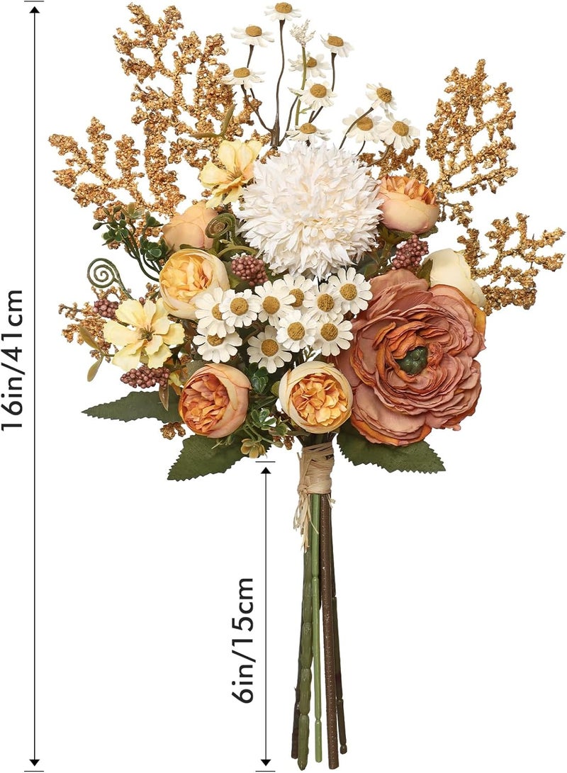 SOMYTING Artificial Flowers Like Real Artificial Flowers Decorative Artificial Roses Bouquet Fake Flowers Plants for Home Decor, Indoor, Dining Room, Kitchen, Wedding (Orange) - Image 2