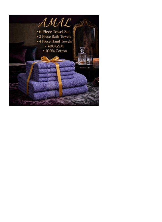 Amal 4 Piece Hand Towel Set - 400 GSM 100% Cotton Periwinkle - Highly Absorbent - Image 2