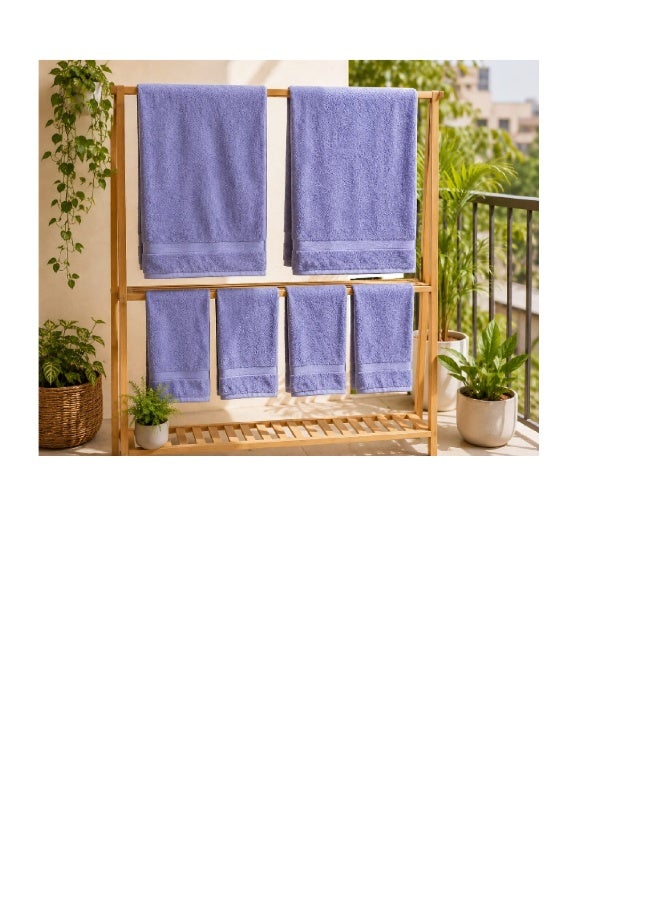 Amal 4 Piece Hand Towel Set - 400 GSM 100% Cotton Periwinkle - Highly Absorbent - Image 1