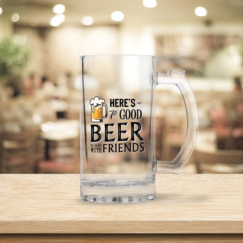 ARTBUG Here to Good Beer to Enjoy with Friends Quote Printed Beer MugGlass Gift for Beer Lover Husband Father Friends on Birthday 470ml - Image 2