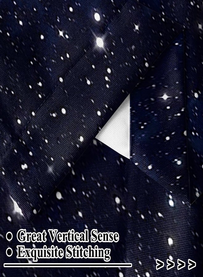 Renaiss 42 x 18 Inch Star Night Blackout Valance Curtains Dark Blue Cosmic Twinkle Starry Sky Galaxy Universe Window Treatment Decor for Kids Bedroom Nursery Living Room Rod Pocket Window Drapes Linen - Image 3
