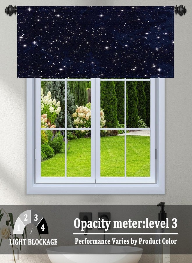 Renaiss 42 x 18 Inch Star Night Blackout Valance Curtains Dark Blue Cosmic Twinkle Starry Sky Galaxy Universe Window Treatment Decor for Kids Bedroom Nursery Living Room Rod Pocket Window Drapes Linen - Image 2