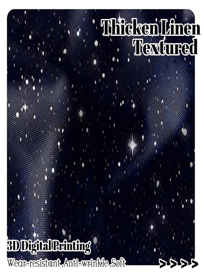 Renaiss 42 x 18 Inch Star Night Blackout Valance Curtains Dark Blue Cosmic Twinkle Starry Sky Galaxy Universe Window Treatment Decor for Kids Bedroom Nursery Living Room Rod Pocket Window Drapes Linen - Image 4