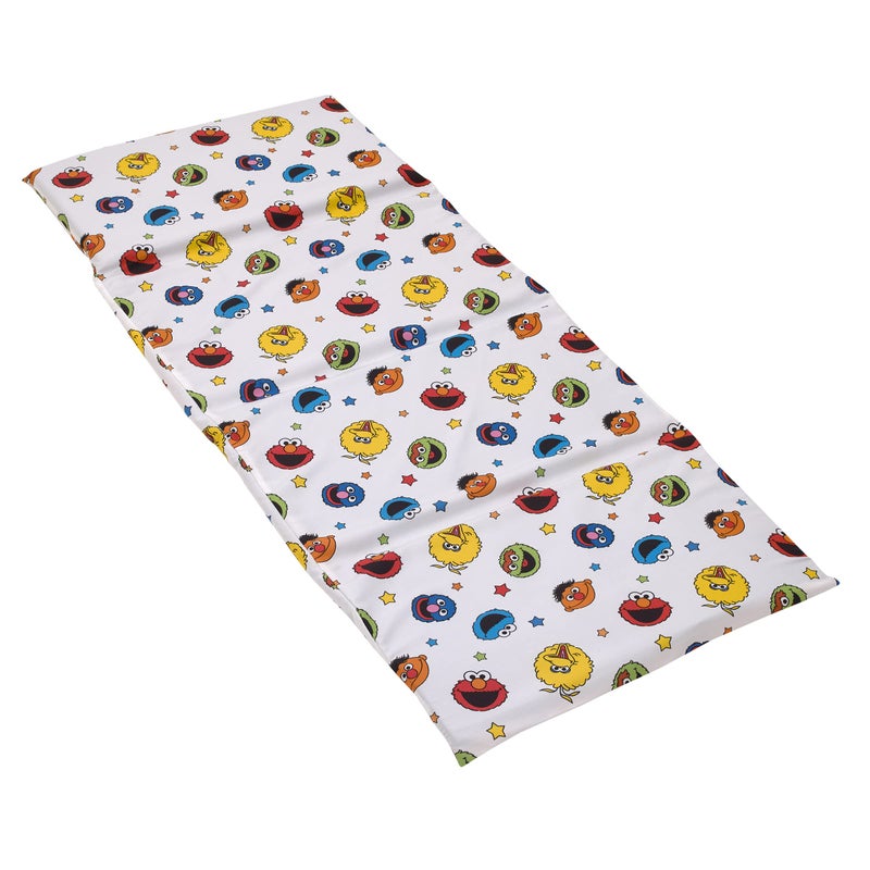 NoJo NoJo Sesame Street Come and Play Blue Green Red and Yellow Elmo Big Bird Cookie Monster Grover and Oscar The Grouch Preschool Nap Pad Sheet