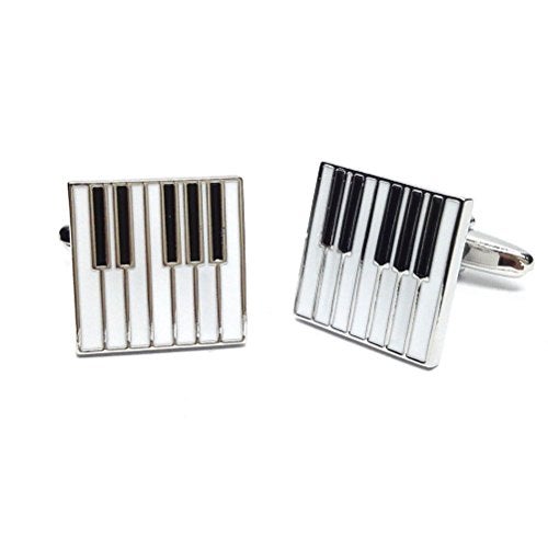 Vcufflinks Piano Keys Cufflinks Gift Music Fan Cuff Links (White Silver) - Image 4