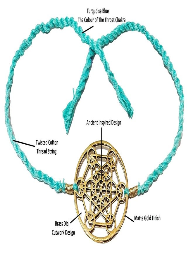 ATHZ Brass Rakhi with Turquoise blue thread colour of The Throat Chakra for Bhaiya | brothers Rakhi Brass Dial for Rakshabandhan - Image 3