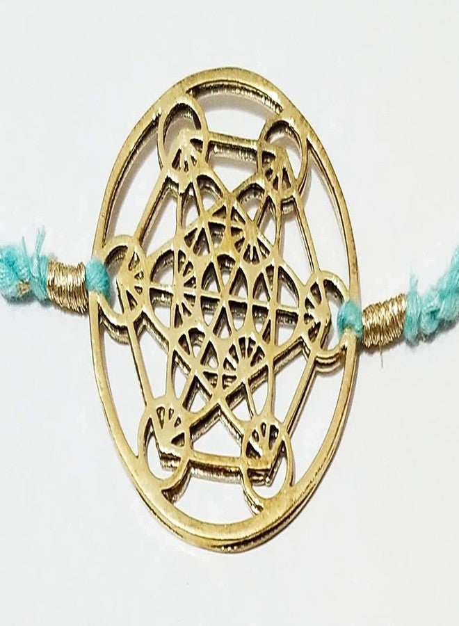 ATHZ Brass Rakhi with Turquoise blue thread colour of The Throat Chakra for Bhaiya | brothers Rakhi Brass Dial for Rakshabandhan - Image 4
