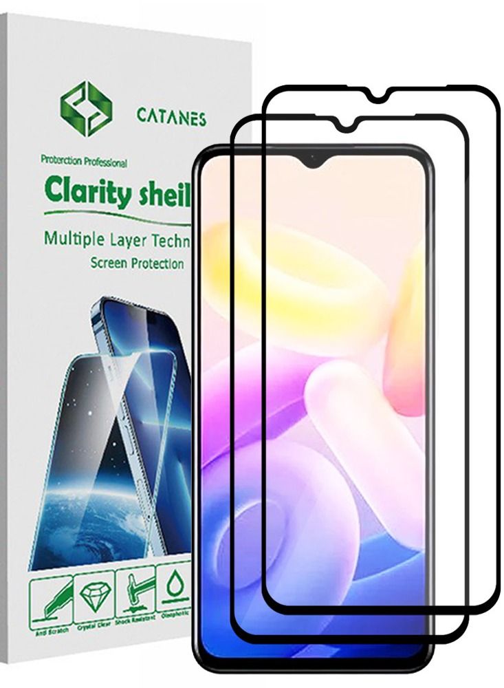 CATANES 2 Pack For Vivo Y33s 5G Screen Protector Tempered Glass Full Glue Back - Image 1