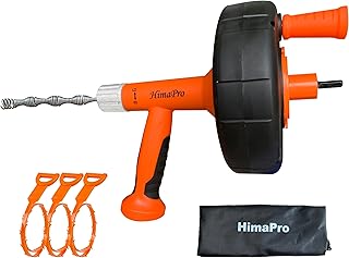 HimaPro Drum Auger 1/4 INCH x 25 Feet with Drill Adapter | Heavy Duty Flexible Plumbing Snake Drain Auger | Clog - Image 1