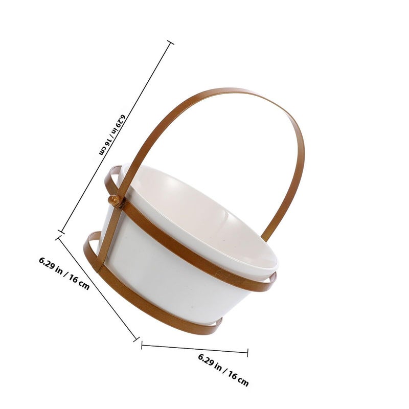 Medium Gold Portable Salad Bowl With Handle Reusable Food Storage For Kitchen Dining - Image 3