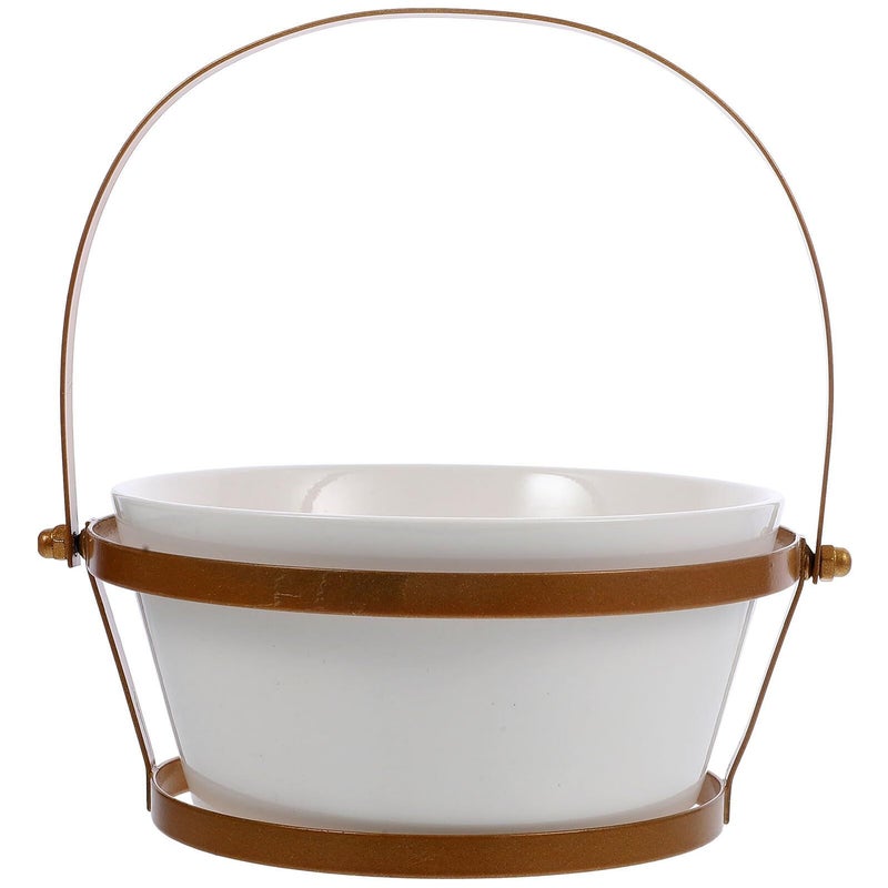 Medium Gold Portable Salad Bowl With Handle Reusable Food Storage For Kitchen Dining - Image 2