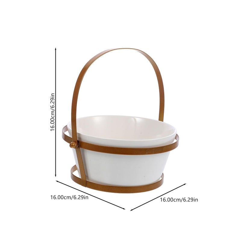 Medium Gold Portable Salad Bowl With Handle Reusable Food Storage For Kitchen Dining - Image 5
