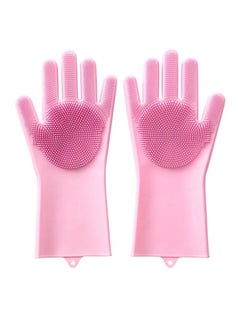 ELTRAZONE Magic Silicone Gloves with Wash Scrubber – Pink, Multi-purpose Cleaning Gloves, Non-slip, Heat Resistant, Perfect for Dishwashing, Kitchen Cleaning, and Pet Grooming  - Image 1