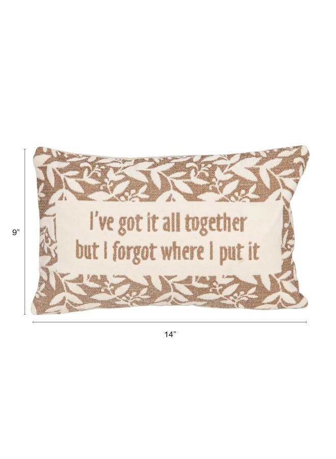 Creative Co-op Cotton Velvet Embroidered Lumbar Pillow with Botanical Pattern, Beige and Natural - Image 2