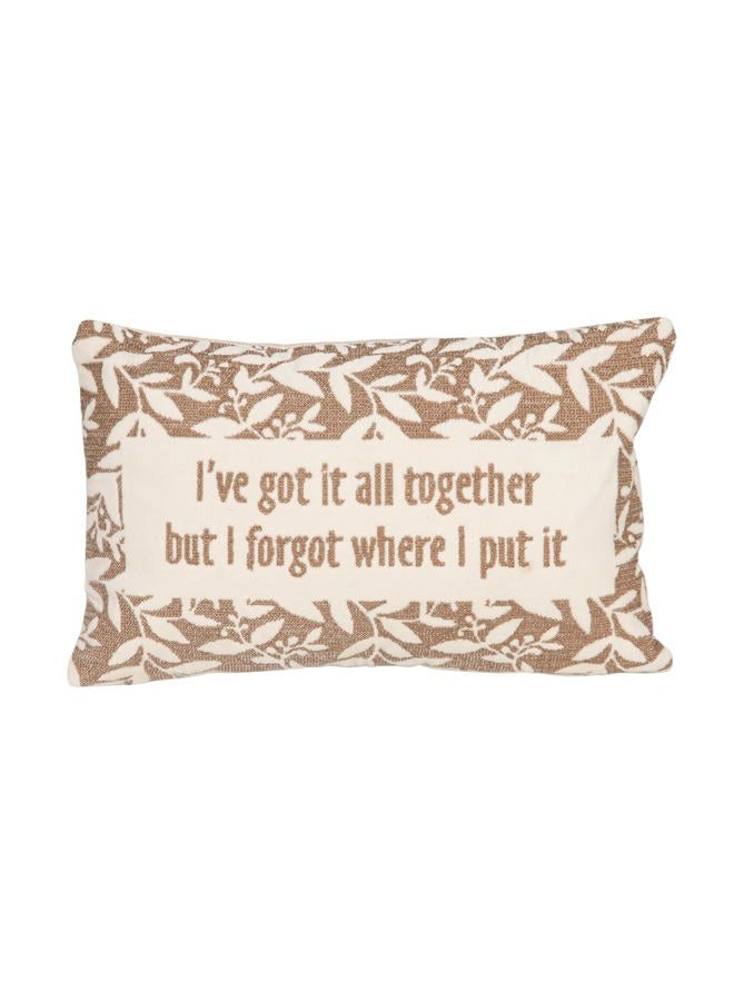 Creative Co-op Cotton Velvet Embroidered Lumbar Pillow with Botanical Pattern, Beige and Natural - Image 1