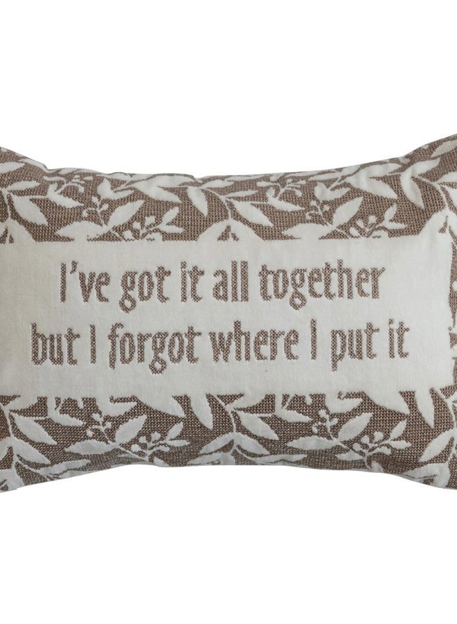 Creative Co-op Cotton Velvet Embroidered Lumbar Pillow with Botanical Pattern, Beige and Natural - Image 3