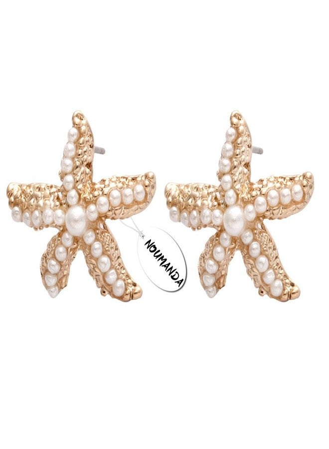 NOUMANDA Beach Jewelry Pearl Starfish Stud Earrings Ocean Lover Gift - Image 1