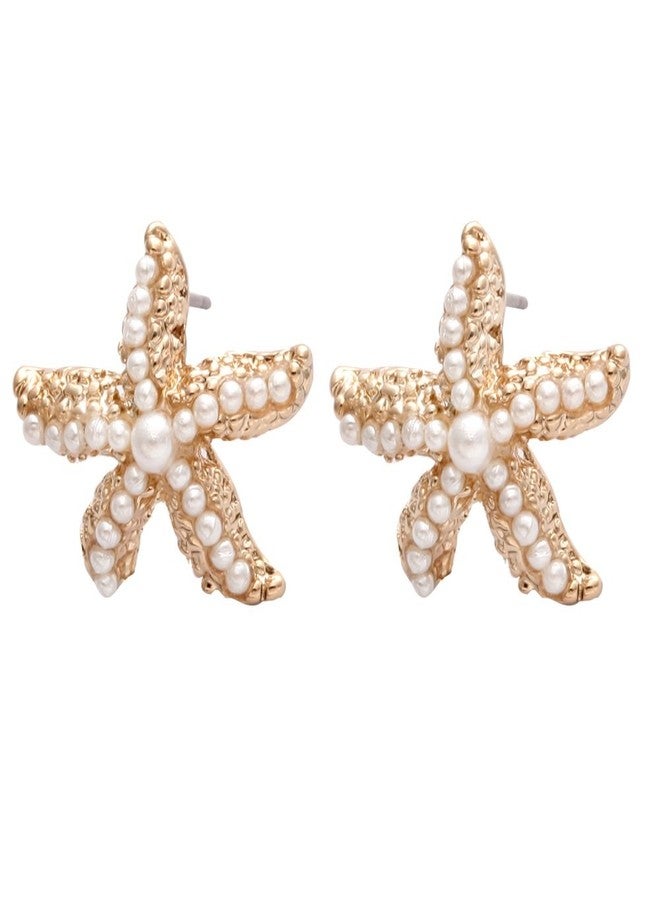 NOUMANDA Beach Jewelry Pearl Starfish Stud Earrings Ocean Lover Gift - Image 2