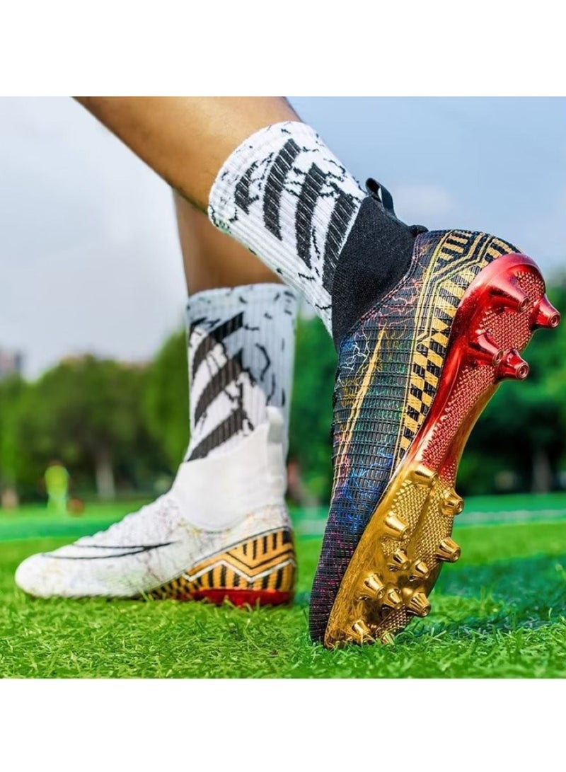 Loquat High-Top Cleats Competition Sports Football Shoes Black/White  - Image 1