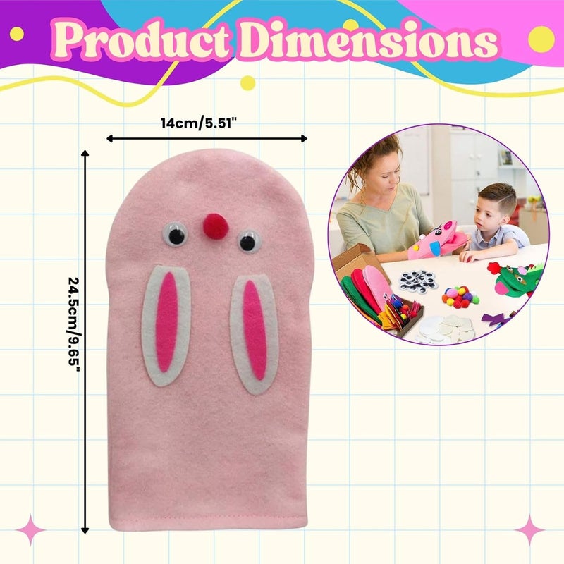 Home Smart Puppet Making Kit for Toddlers Handmade puppet making kits 38 Pcs Set have Pre-sewn Hand Puppets, Felt Decor, pom poms and Googly Eyes perfect for gifting. - Image 3