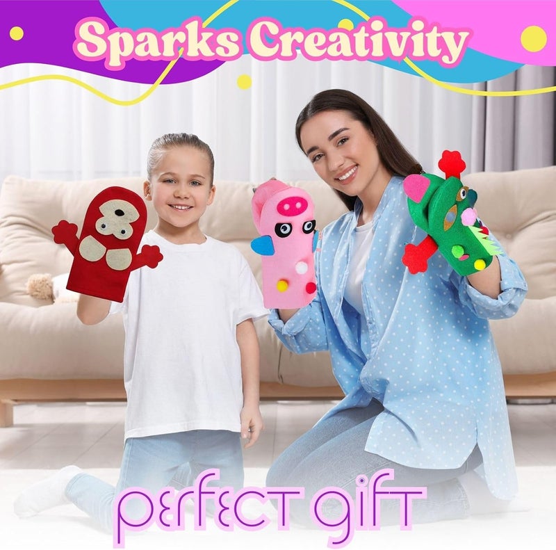 Home Smart Puppet Making Kit for Toddlers Handmade puppet making kits 38 Pcs Set have Pre-sewn Hand Puppets, Felt Decor, pom poms and Googly Eyes perfect for gifting. - Image 4
