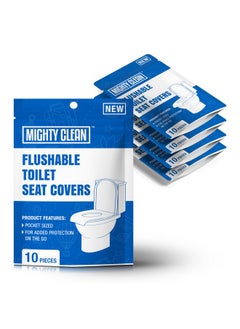 Mighty Clean Toilet Seat Covers Flushable - Upgraded XL Size| Biodegradable Paper Covers for Adults, Kids, Toddlers | Travel Essentials for Public Restroom, Airplane, Camping (50 Pack)  - Image 1