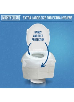 Mighty Clean Toilet Seat Covers Flushable - Upgraded XL Size| Biodegradable Paper Covers for Adults, Kids, Toddlers | Travel Essentials for Public Restroom, Airplane, Camping (50 Pack)  - Image 3