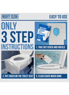 Mighty Clean Toilet Seat Covers Flushable - Upgraded XL Size| Biodegradable Paper Covers for Adults, Kids, Toddlers | Travel Essentials for Public Restroom, Airplane, Camping (50 Pack)  - Image 4